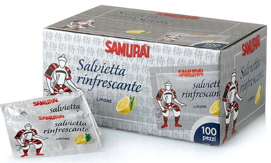 SAMURAI SALVIETTA RINFRESCANTE LIMONE 100PZ IMBUSTATE SINGOLARMENTE