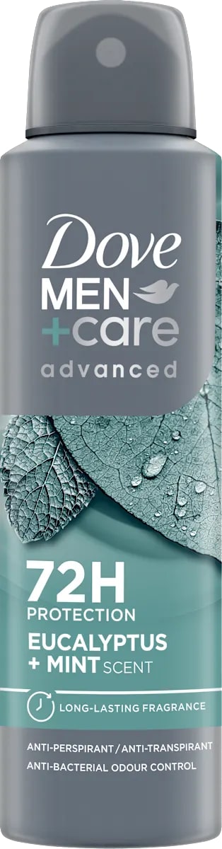 DOVE MEN+CARE ADVANCED DEO SPRAY 150ML EUCALYPTUS + MINT SCENT 72H