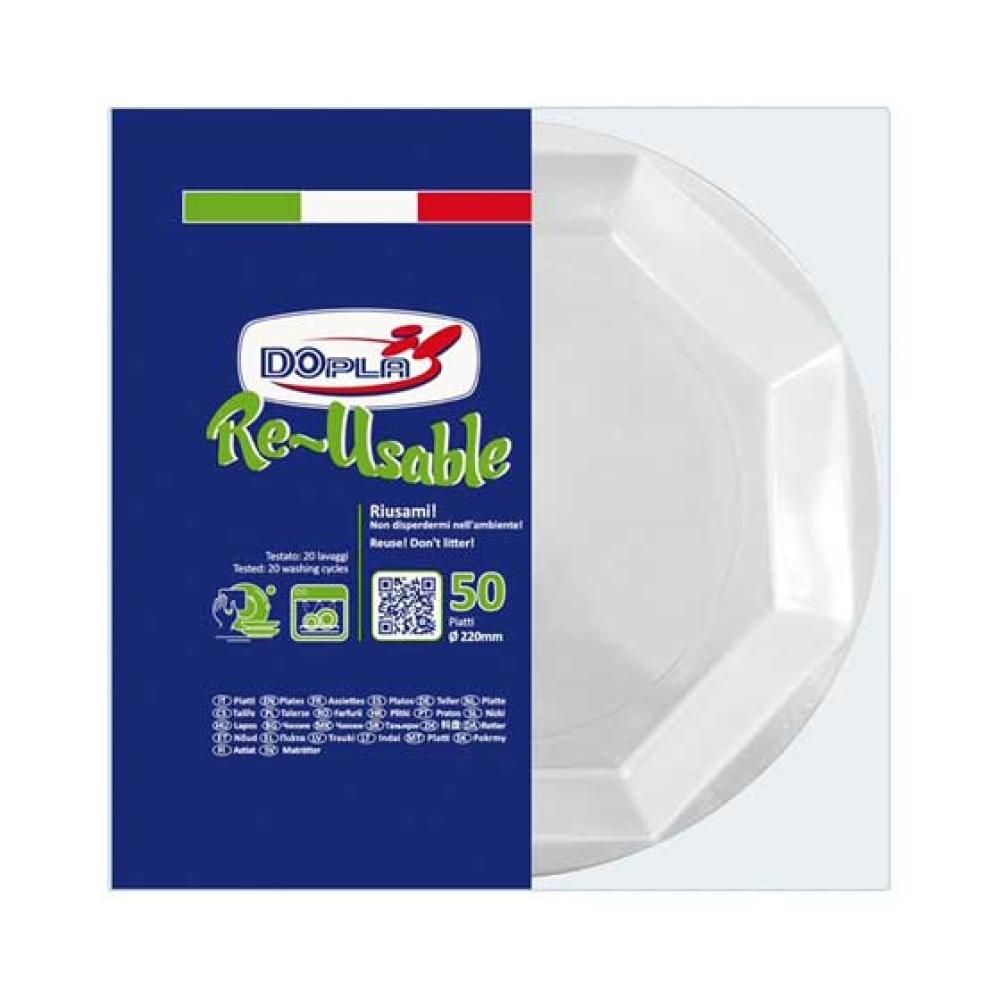 DOPLA RE-USABLE PIATTI OTTAGONALI FONDI 22CM 50PZ