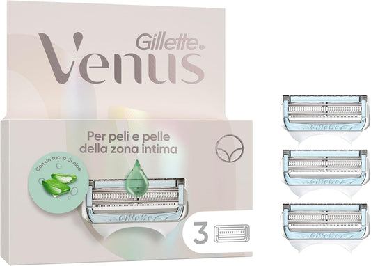 GILLETTE VENUS INTIMATE PER PELI E PELLE DELLA ZONA INTIMA RICAMBI 3PZ