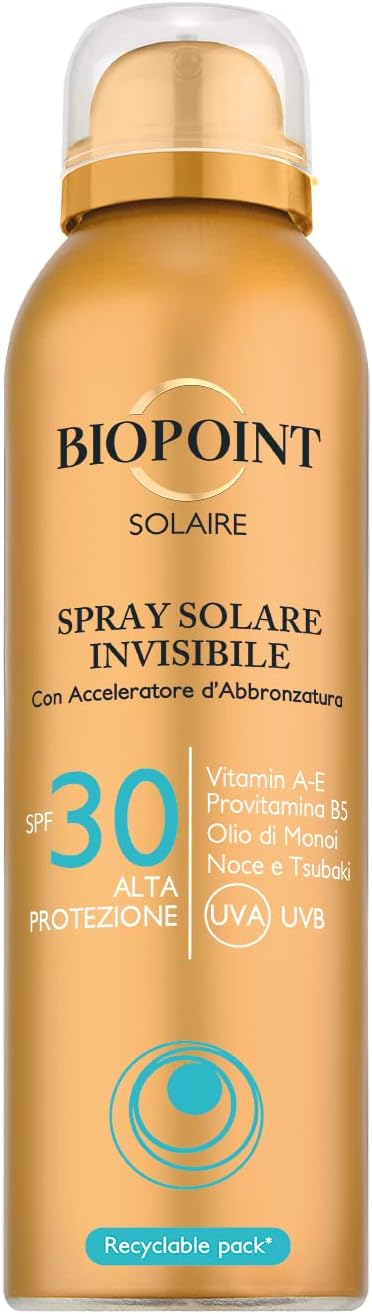 BIOPOINT SOLAIRE SPRAY SOLARE INVISIBILE SPF 30 ALTA PROTEZIONE 150ML CON ACCELERATORE D'ABBRONZATURA