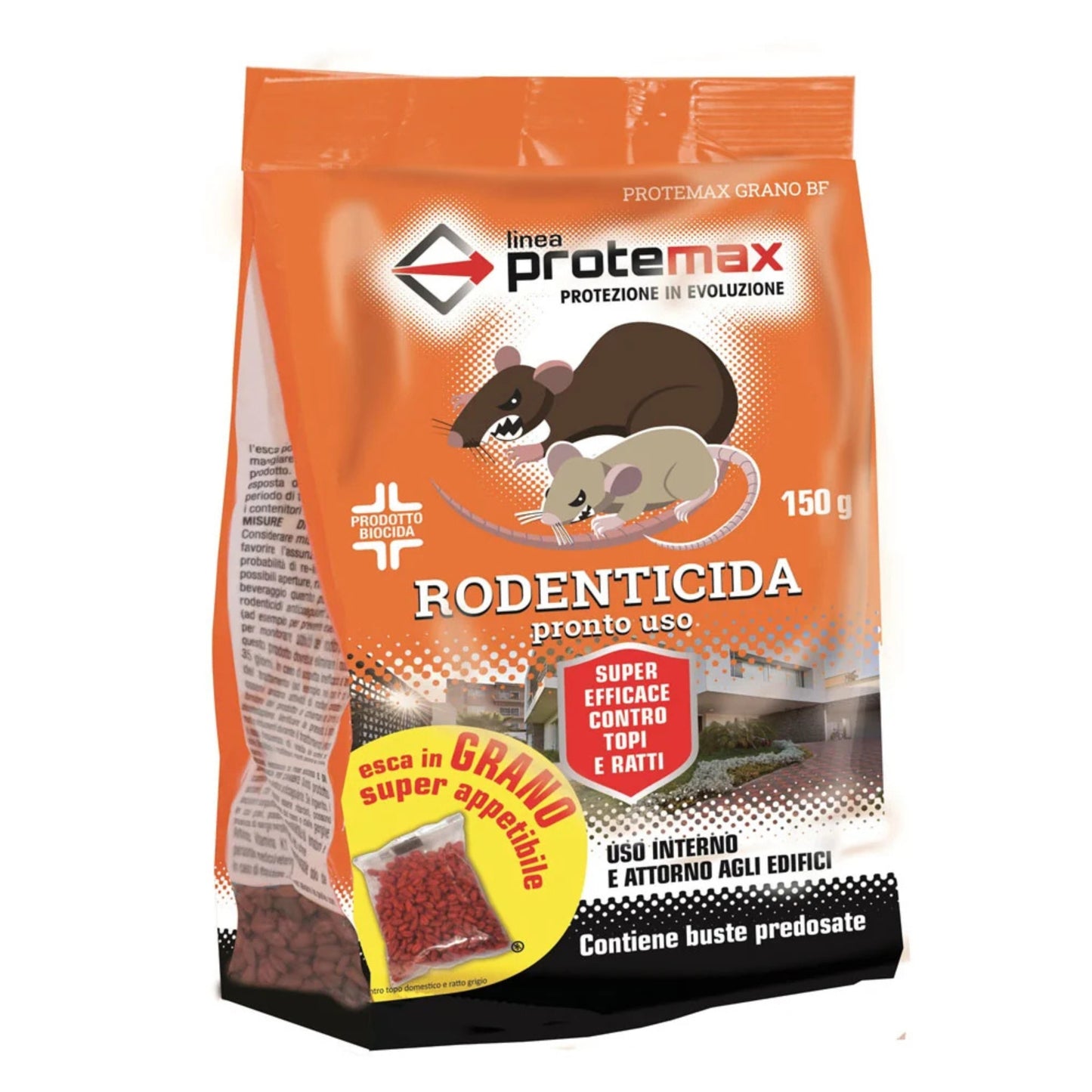 PROTEMAX RODENTICIDA PRONTO USO ESCA IN GRANO ROSSO 150G