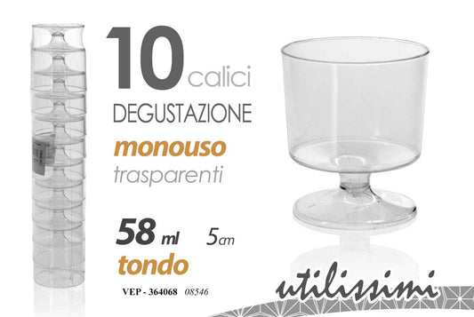 GICOS CALICI DEGUSTAZIONE MONOUSO TRASPARENTE PLASTICA 58ML 10PZ