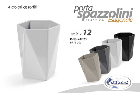 GICOS PORTA SPAZZOLINI PLASTICA ESAGONALE CM.8X12 COLORI ASSORTITI