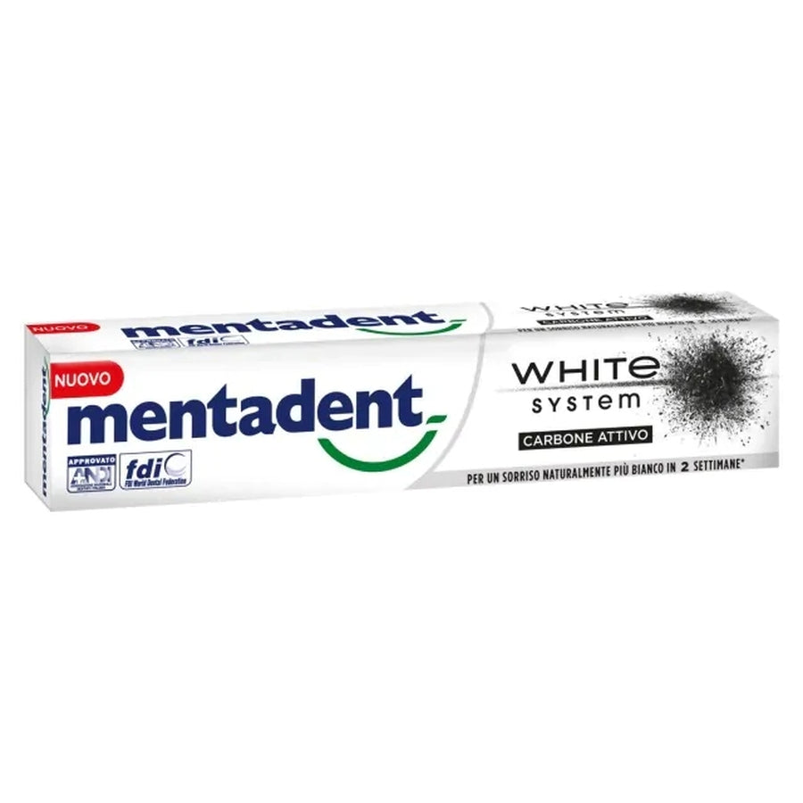 MENTADENT DENTIFRICIO 75ML WHITE SYSTEM CARBONE ATTIVO