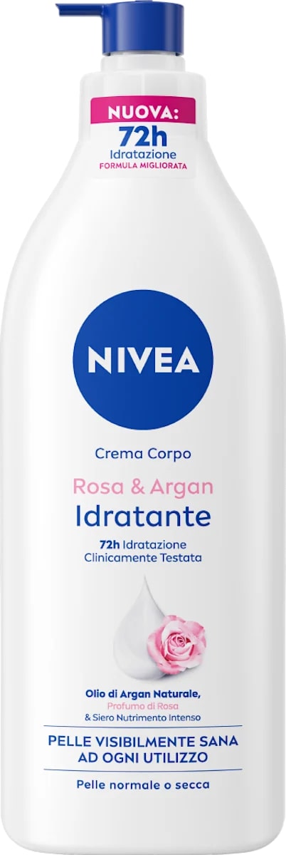 NIVEA CREMA CORPO 500ML IDRATANTE ROSA & ARGAN PELLE NORMALE O SECCA