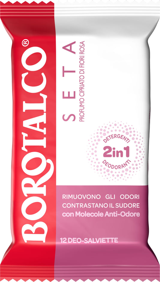 BOROTALCO DEO-SALVIETTE 2IN1 12PZ SETA PROFUMO CIPRIATO DI FIORI ROSA