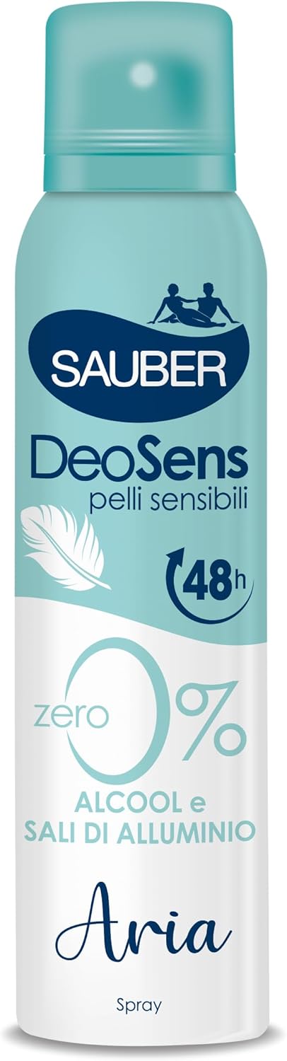 SAUBER DEO SPRAY 150ML DEOSENS PELLI SENSIBILI 0% ALCOOL E SALI DI ALLUMINIO ARIA
