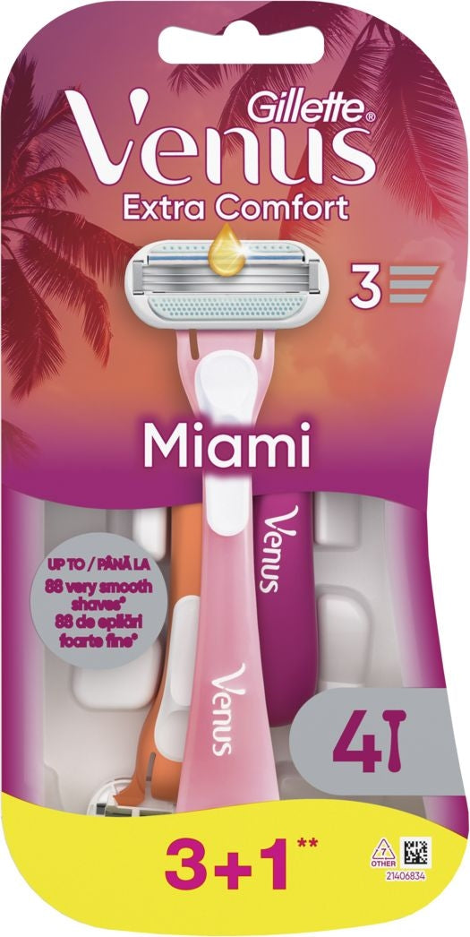 GILLETTE VENUS EXTRA COMFORT RASOIO MIAMI 3 LAME 3+1PZ