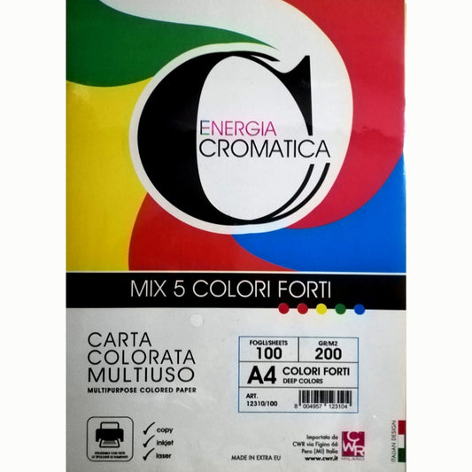 CWR CARTA MULTIUSO 100 FOGLI 200GR COLORI FORTI GIALLO