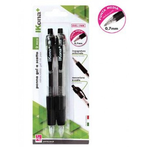IKONA+ PENNA GEL A SCATTO NERA 2PZ