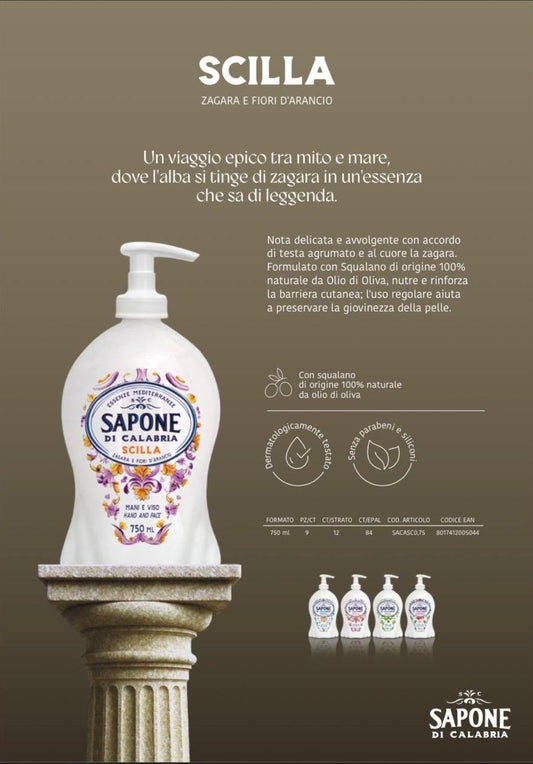 FIORILLO SAPONE DI CALABRIA LIQUIDO 750ML SCILLA ZAGARA E FIORI D'ARANCIO