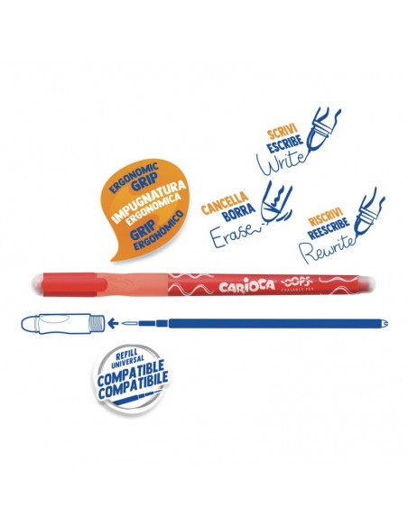 CARIOCA OOPS PENNA CANCELLINA CON TAPPO RICARICABILE ROSSA