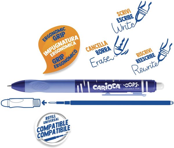 CARIOCA OOPS PENNA CANCELLINA SCATTO RICARICABILE BLU