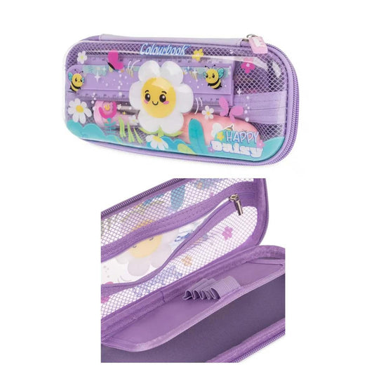 COLOURBOOK PORTAPENNE RIGIDO HAPPY DAISY CON CERNIERA