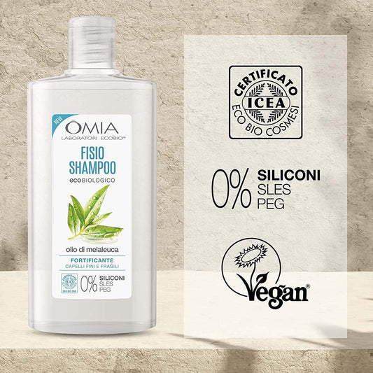 OMIA FISIO-SHAMPOO 200ML OLIO DI MELALEUCA FORTIFICANTE CAPELLI FINI E FRAGILI