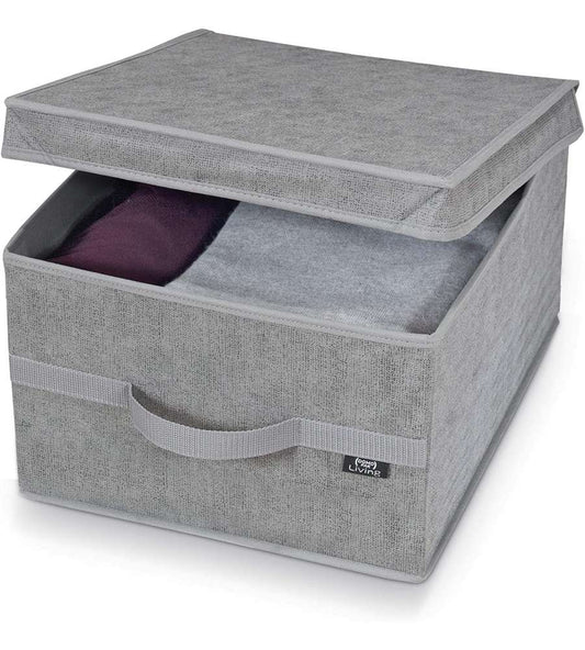 DOMOPAK LIVING STONE GREY SCATOLA GUARDAROBA IN TNT LARGE CM.38X50X24