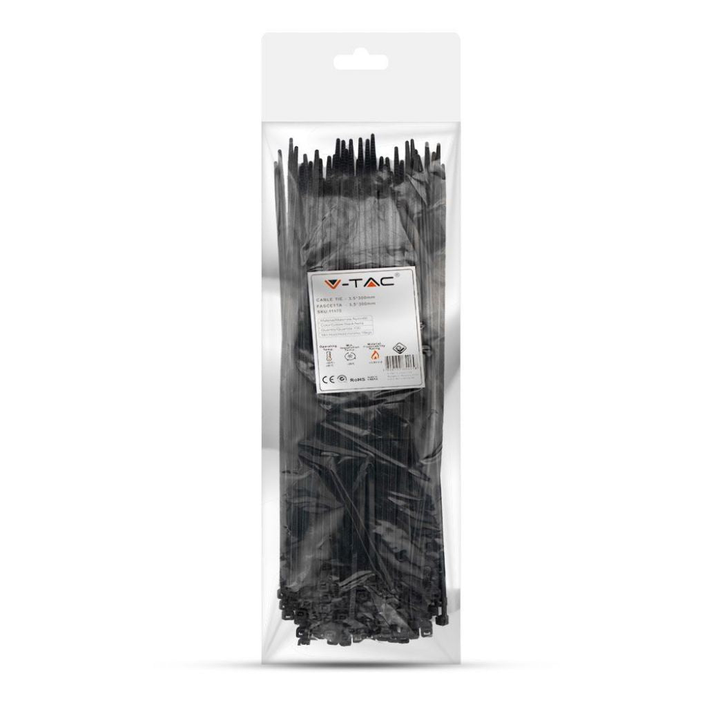V-TAC FASCETTE CABLAGGIO 3,5X300MM NERO