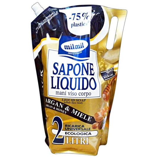 MIL MIL SAPONE LIQUIDO ECORICARICA 2L ARGAN & MIELE