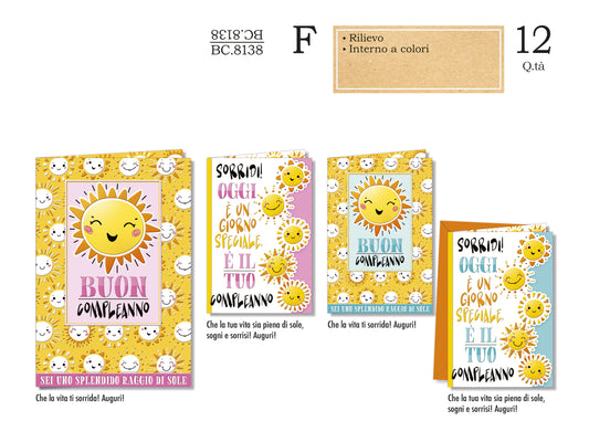 CROMO NB BIGLIETTO COMPLEANNO BAMBINI SOLE BC.8138