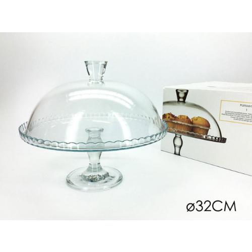 PASABAHCE ALZATA PORTATORTA IN VETRO CON COPERCHIO CM.32
