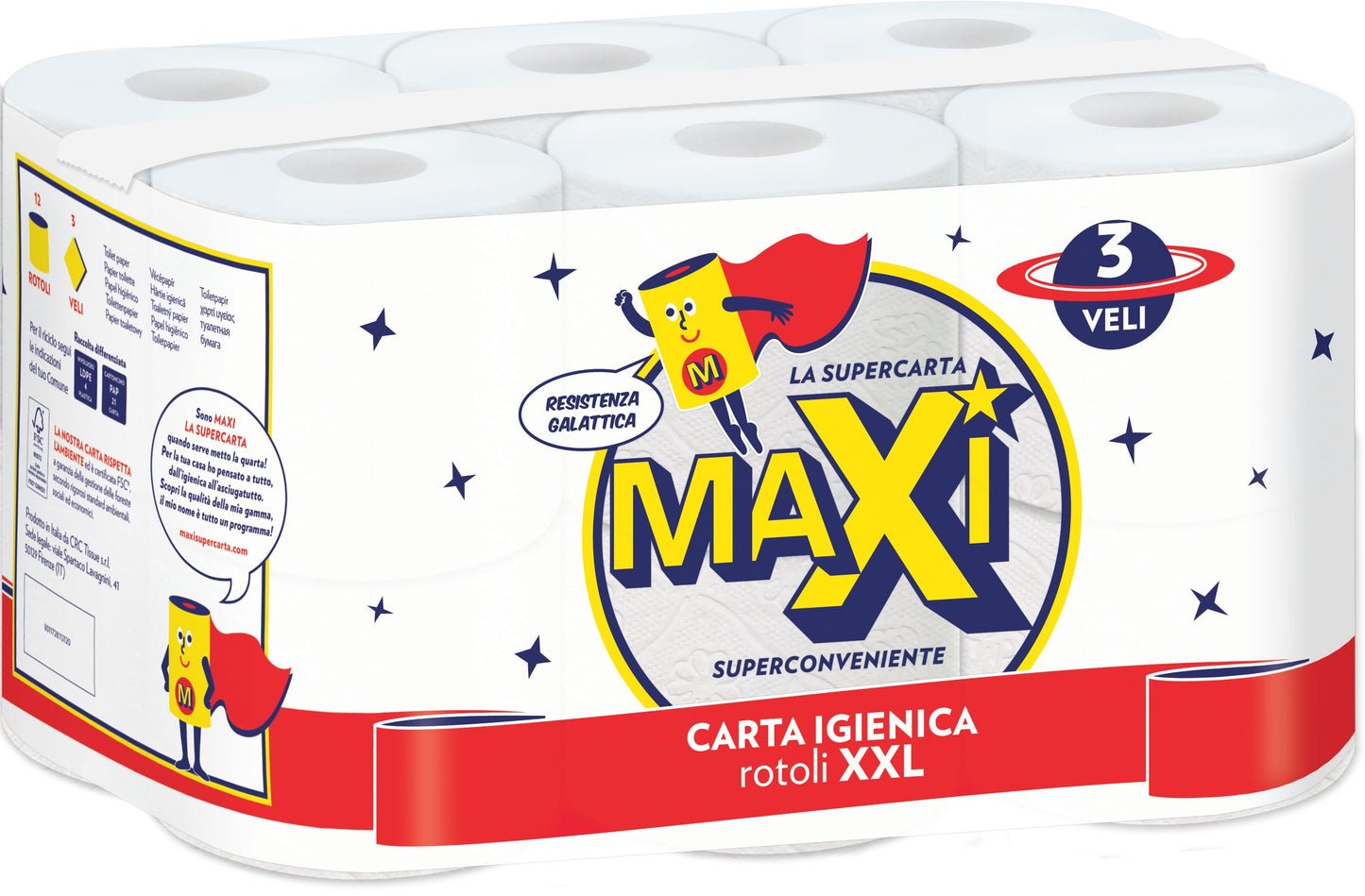MAXI CARTA IGIENICA 3 VELI 12 ROTOLI XXL