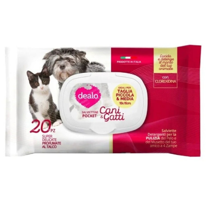 DEALO CANI&GATTI SALVIETTINE POCKET 20PZ AL TALCO