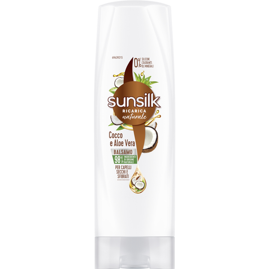 SUNSILK BALSAMO 200ML RICARICA NATURALE COCCO E ALOE VERA CAPELLI SECCHI E SFIBRATI