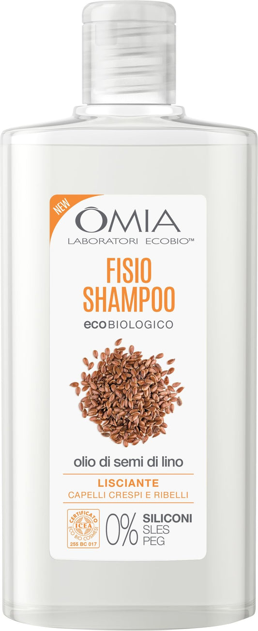 OMIA FISIO-SHAMPOO 200ML OLIO DI SEMI DI LINO LISCIANTE CAPELLI CRESPI E RIBELLI