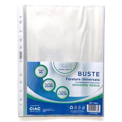 CIAC 50 BUSTE FORATURA UNIVERSALE LISCIA 22X30