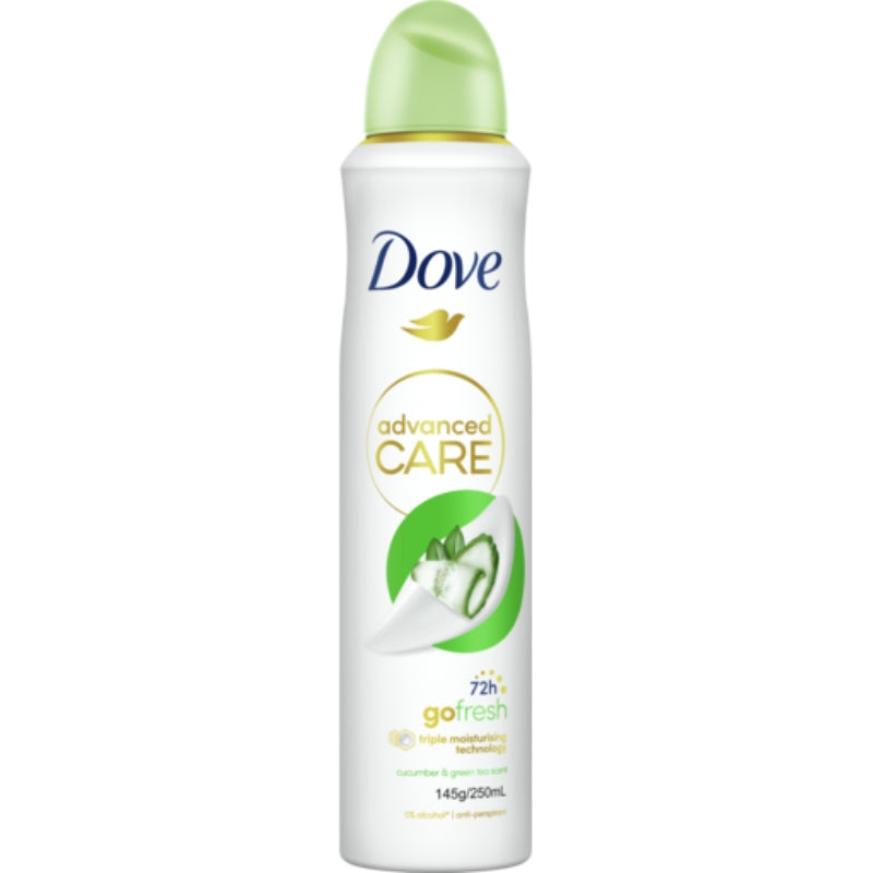 DOVE DEO SPRAY 250ML ADVANCED CARE GO FRESH CUCUMBER & GREEN TEA SCENT 72H