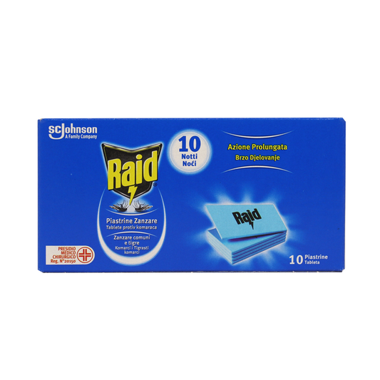 RAID PIASTRINE RICARICA 10 NOTTI INODORE 10 PIASTRINE