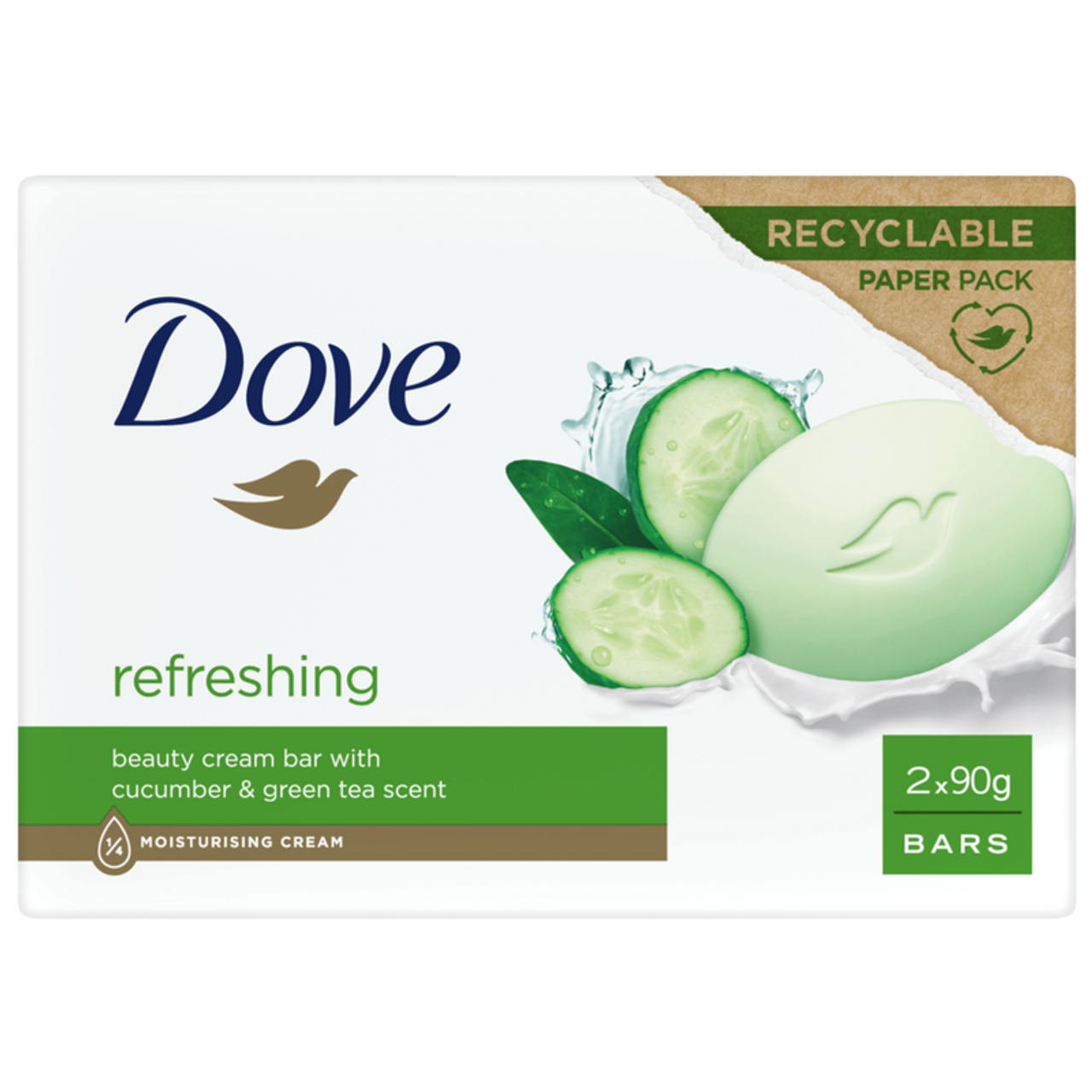 DOVE SAPONE 2X90G 3IN1 REFRESHING CUCUMBER & GREEN TEA SCENT