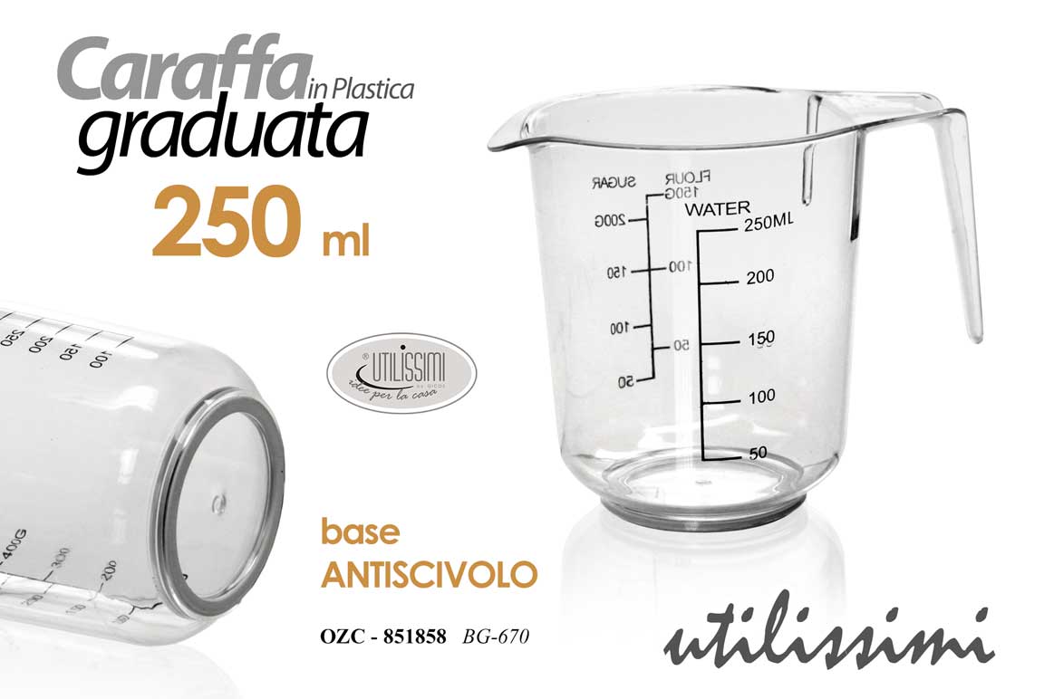 GICOS CARAFFA GRADUATA PLASTICA TRASPARENTE 250ML BASE ANTISCIVOLO