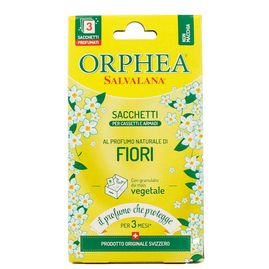 ORPHEA SALVALANA 3 SACCHETTI PER CASSETTI E ARMADI AL PROFUMO NATURALE DI FIORI