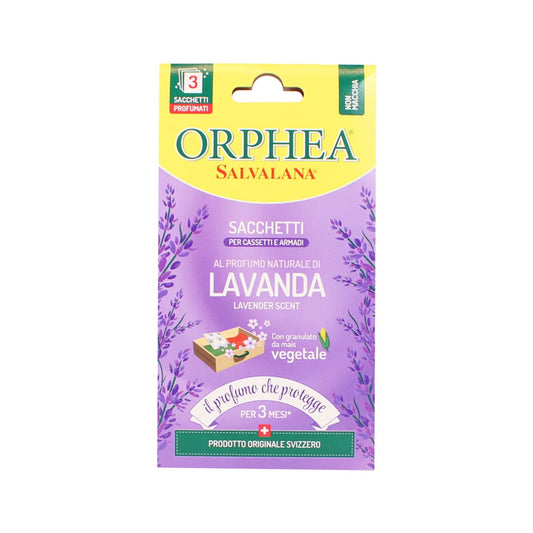 ORPHEA SALVALANA 3 SACCHETTI PER CASSETTI E ARMADI AL PROFUMO NATURALE DI LAVANDA