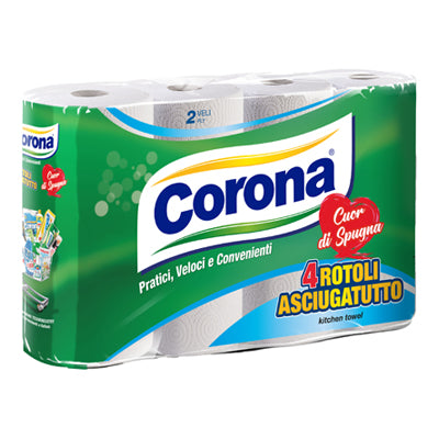 CORONA CUOR DI SPUGNA ASCIUGATUTTO 4 ROTOLI 2 VELI