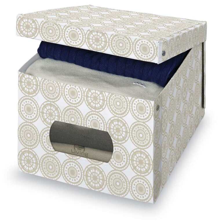 DOMOPAK LIVING ELLA BEIGE SCATOLA PORTABIANCHERIA IN VINILE XL CM.42X50X31