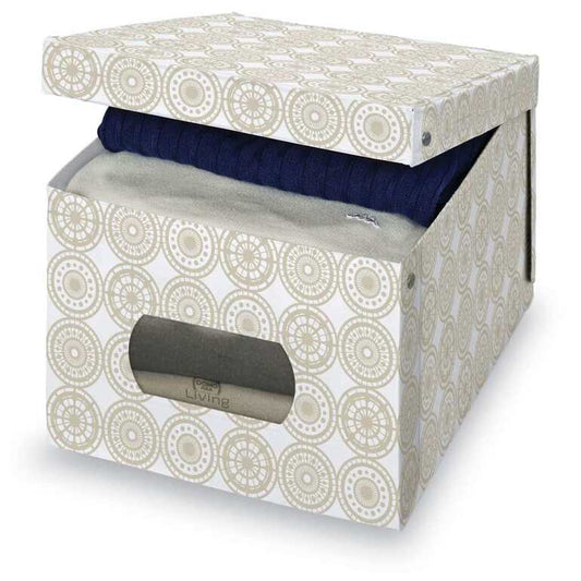 DOMOPAK LIVING ELLA BEIGE SCATOLA PORTABIANCHERIA IN VINILE XL CM.42X50X31