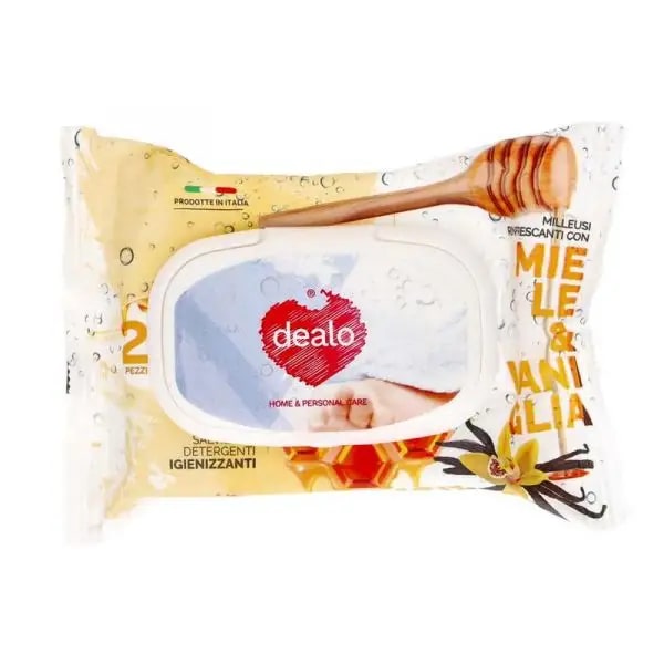 DEALO SALVIETTINE DETERGENTI IGIENIZZANTI MIELE E VANIGLIA 20PZ