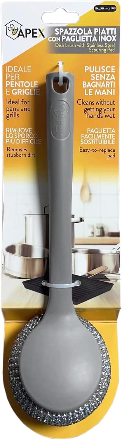 APEX SPAZZOLA PIATTI CON PAGLIETTA INOX