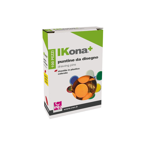 IKONA+ 100 PUNTINE DA DISEGNO RIVESTITE IN PLASTICA COLORATA