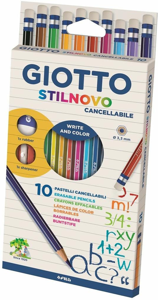 GIOTTO STILNOVO CANCELLABILE 12 PASTELLI CANCELLABILI 3,3MM + TEMPERINO+ GOMMA