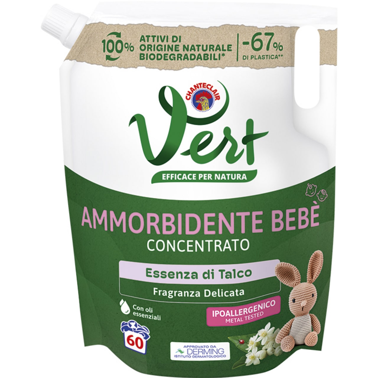 CHANTECLAIR VERT AMMORBIDENTE BEBE' CONCENTRATO 1,2L 60LAV. ESSENZA DI TALCO
