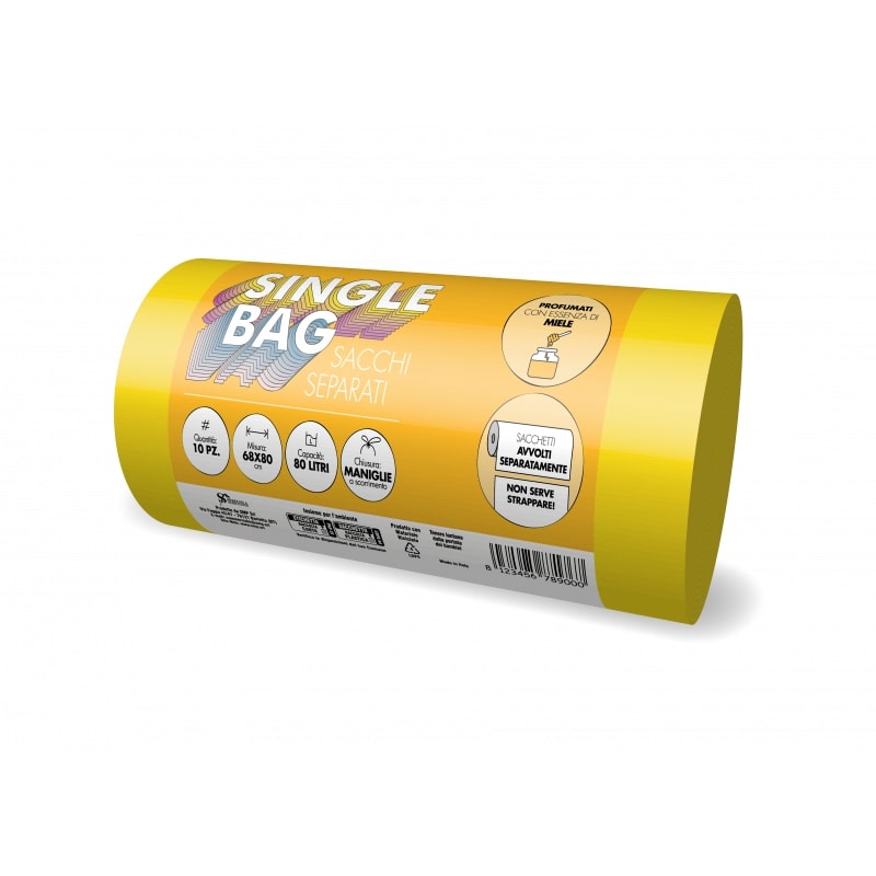 SMP SINGLE BAG 68X80 80LT CON MANIGLIE 10PZ MIELE GIALLO