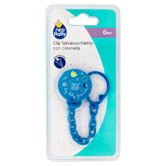 NEOBABY CLIP SALVASUCCHIETTO CON CATENELLA 0M+ BLU