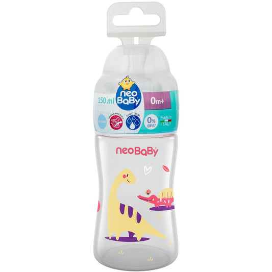 NEOBABY BIBERON PLASTICA COLLO SILICONE 150ML 0M+ ROSA