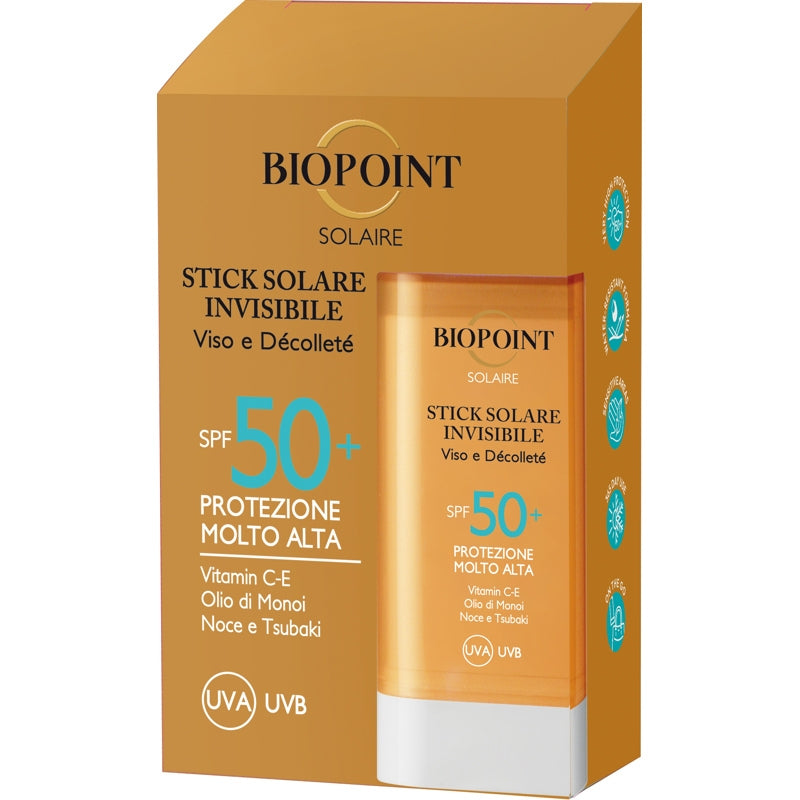 BIOPOINT SOLAIRE STICK SOLARE INVISIBILE VISO E DECOLLETE SPF 50+ PROTEZIONE MOLTO ALTA 20ML
