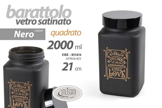 GICOS BARATTOLO VETRO SATINATO QUADRATO NERO 2L CM.21