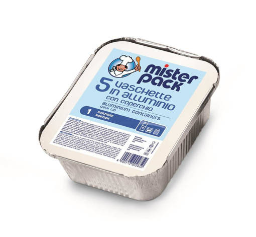 MISTERPACK 5 VASCHETTE ALLUMINIO CON COPERCHIO 1 PORZIONE R24L
